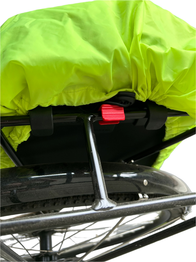 Two Wheel Gear Grey Inverter Pannier Backpack with rain cover attached to bike rack with KLICKfix pannier system